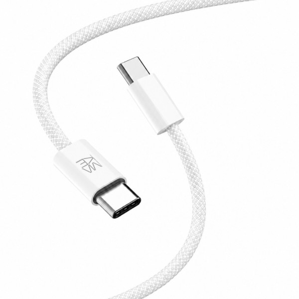 Фото - Кабель MAKE Type-C to Type-C PD 65W 1м Nylon White (MCB-CN1WH)