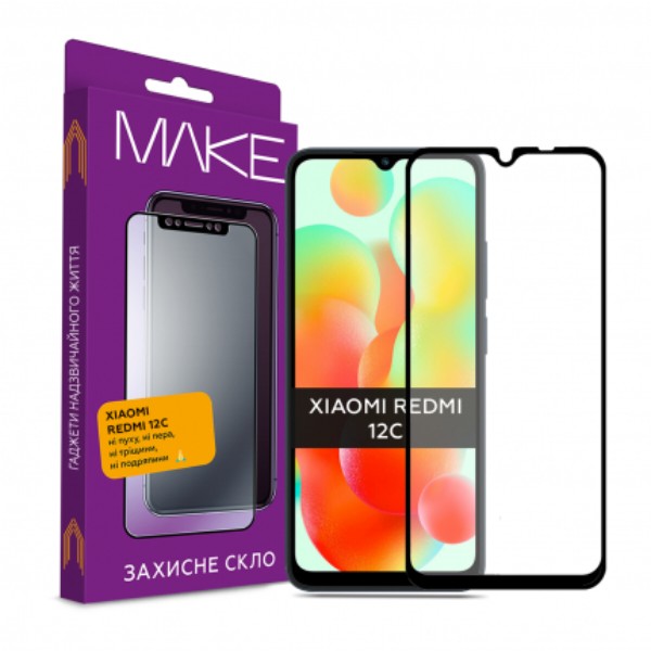 Фото - Защитное стекло для смартфона MAKE Full Cover Full Glue Xiaomi Redmi 12С (MGF-XR12С)