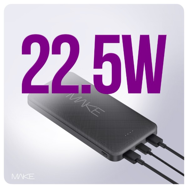 Фото - Батарея мобільна MAKE 10000mAh 22.5W Black (MPB-107BK)