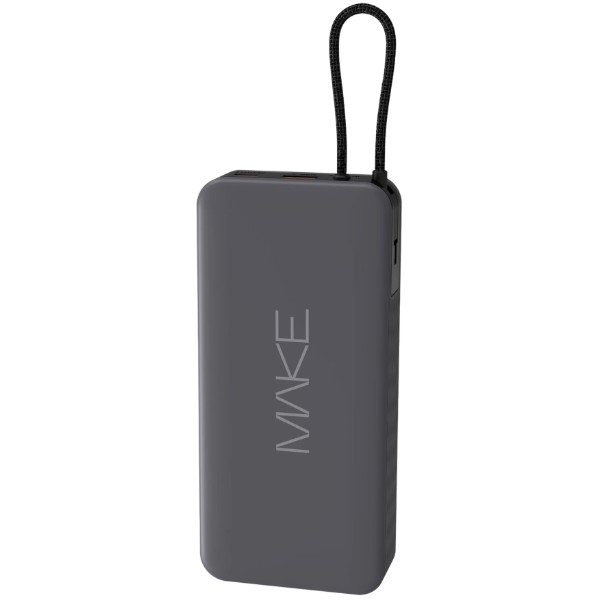 Фото - Батарея мобільна MAKE 10000mAh 22.5W Built-in Cable Gray (MPB-109GR)