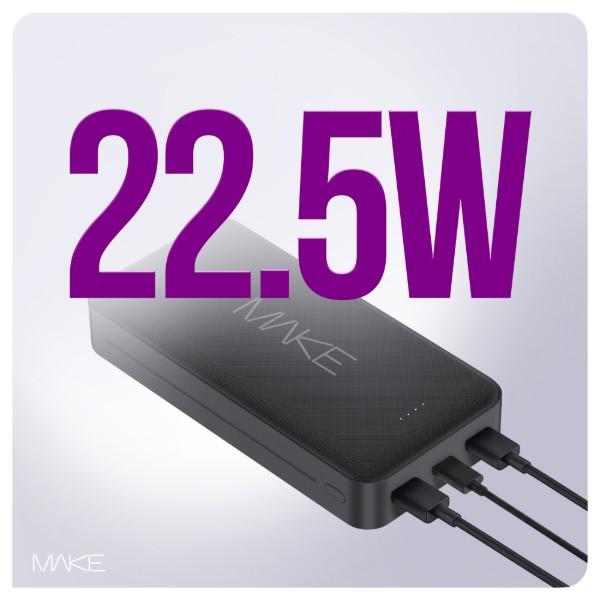 Фото - Батарея мобільна MAKE 20000mAh 22.5W Black (MPB-207BK)