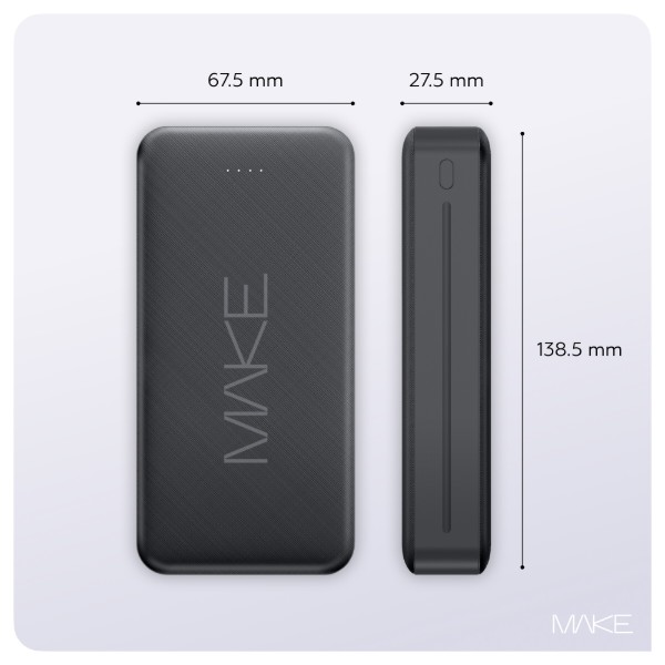 Фото - Батарея мобільна MAKE 20000mAh 22.5W Black (MPB-207BK)