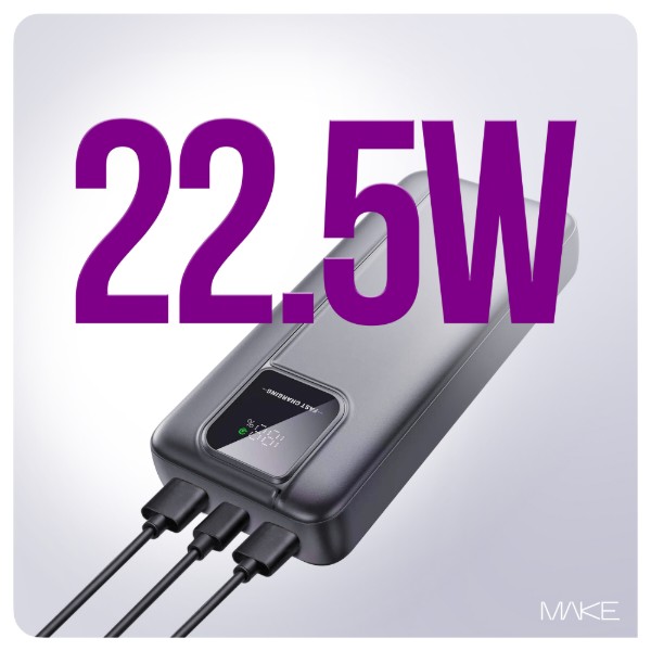 Фото - Батарея мобільна MAKE 20000mAh 22.5W Basic Black (MPB-208BK)