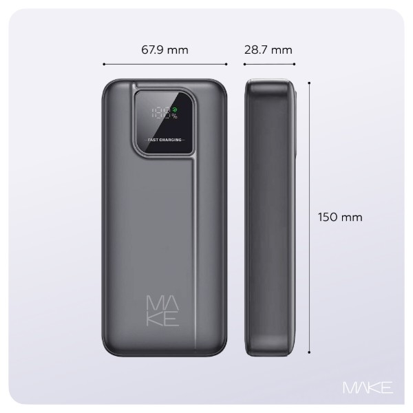 Фото - Батарея мобільна MAKE 20000mAh 22.5W Basic Black (MPB-208BK)