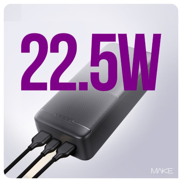 Фото - Батарея мобільна MAKE 30000mAh 22.5W Black (MPB-303BK)