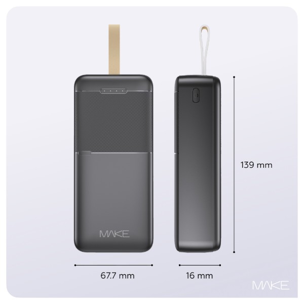 Фото - Батарея мобільна MAKE 30000mAh 22.5W Black (MPB-303BK)