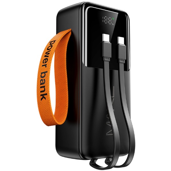 Фото - Батарея мобільна MAKE 30000mAh 22.5W Built-in Cable Black (MPB-304BK)