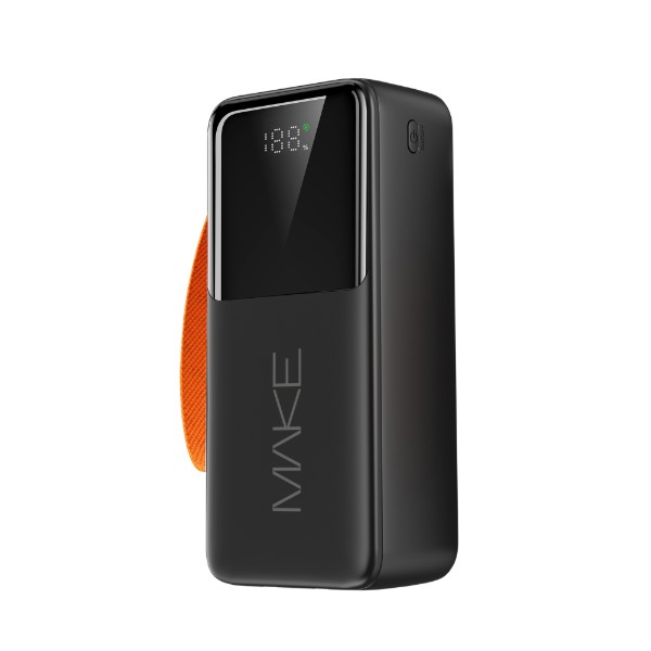 Фото - Батарея мобільна MAKE 30000mAh 22.5W Built-in Cable Black (MPB-304BK)