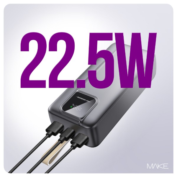 Фото - Батарея мобільна MAKE 30000mAh 22.5W Basic Black (MPB-308BK)