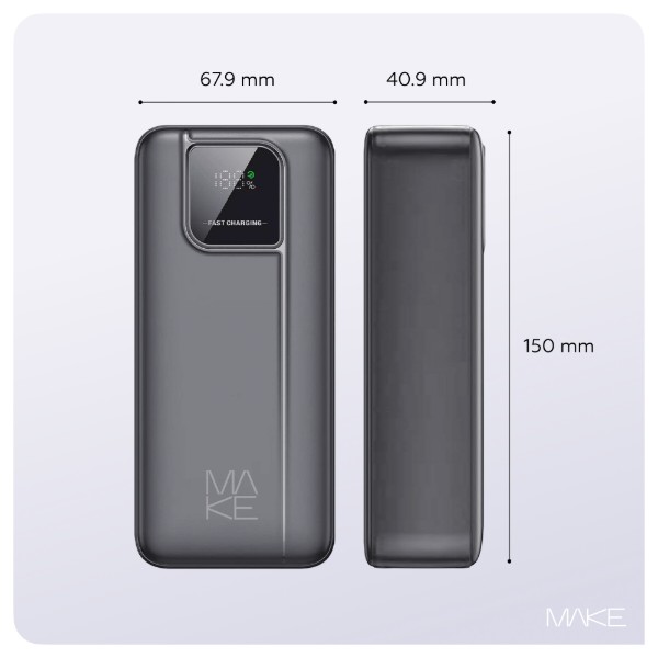 Фото - Батарея мобільна MAKE 30000mAh 22.5W Basic Black (MPB-308BK)