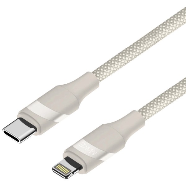 Фото - Кабель MAKE Type-C to Lightning 30W 1м Braid Beige (MCB-LB2BG)