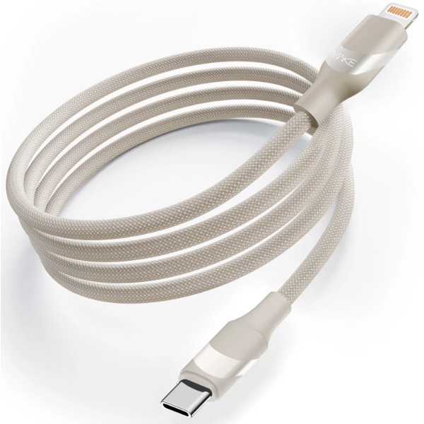 Фото - Кабель MAKE Type-C to Lightning 30W 1м Braid Beige (MCB-LB2BG)