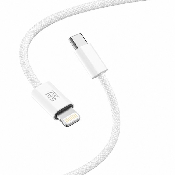 Фото - Кабель MAKE Type-C to Lightning 30W 1м Nylon White (MCB-LN1WH)