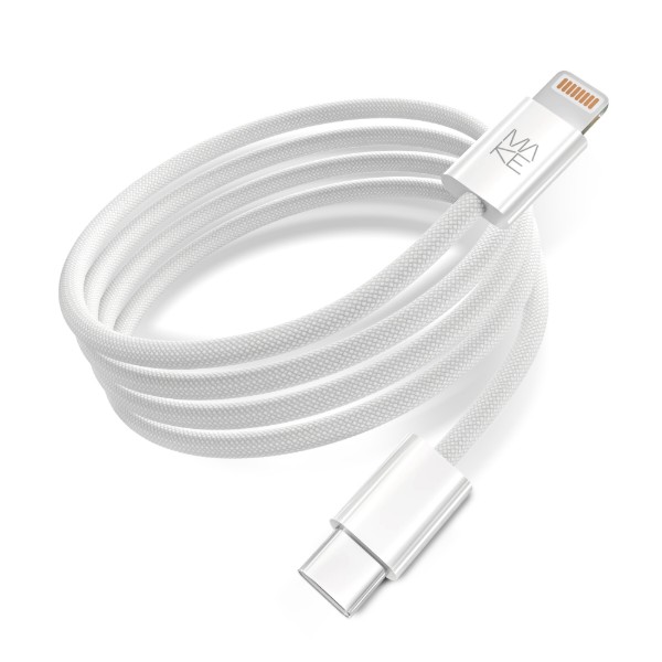Фото - Кабель MAKE Type-C to Lightning 30W 1м Nylon White (MCB-LN1WH)