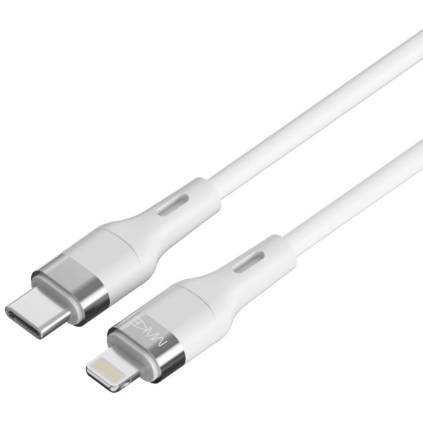 Фото - Кабель MAKE Type-C to Lightning 30W 1м Silicone White (MCB-LS1WH)