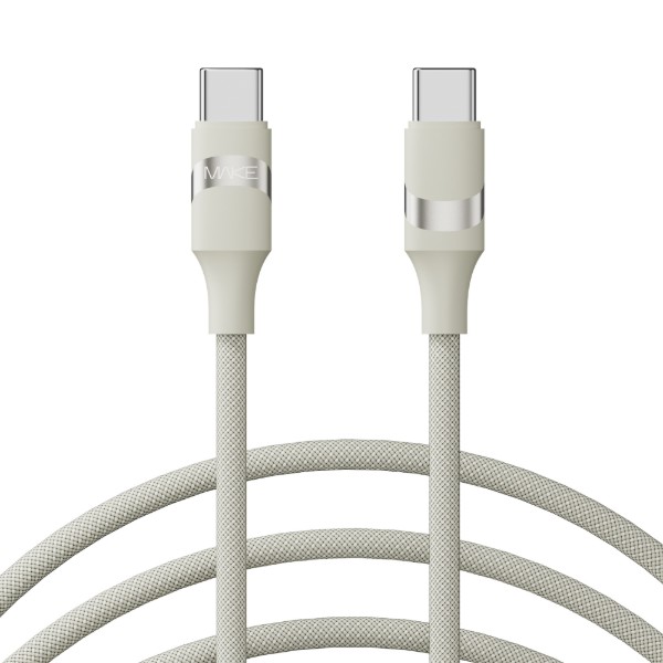 Фото - Кабель MAKE Type-C to Type-C PD 60W 1м Braid Beige (MCB-CB2BG)