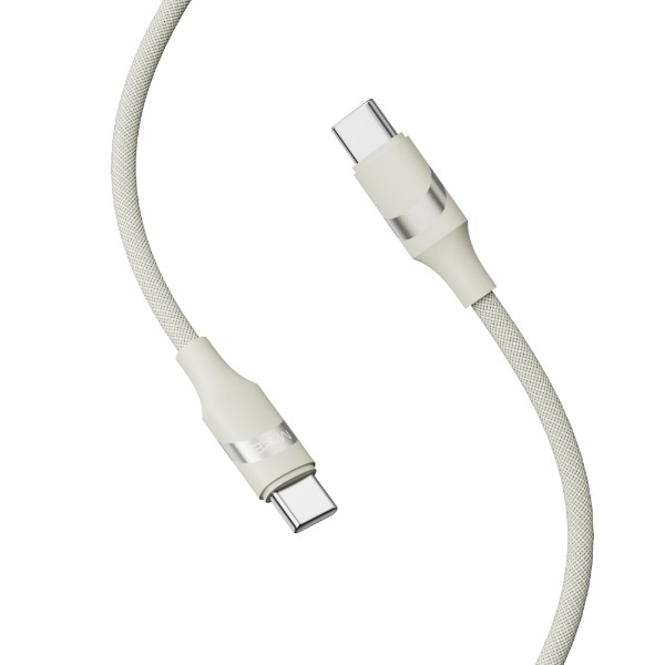 Фото - Кабель MAKE Type-C to Type-C PD 60W 1м Braid Beige (MCB-CB2BG)