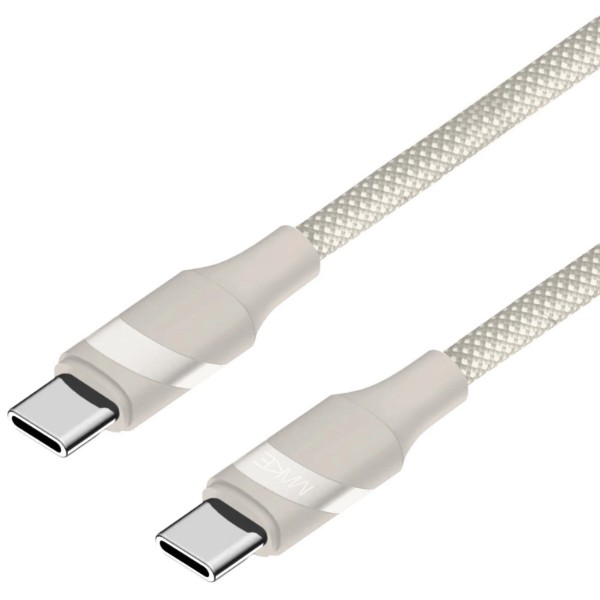 Фото - Кабель MAKE Type-C to Type-C PD 60W 1м Braid Beige (MCB-CB2BG)
