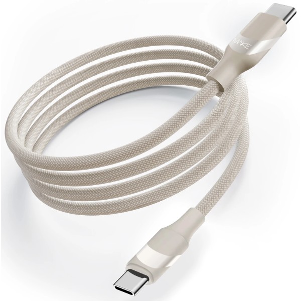 Фото - Кабель MAKE Type-C to Type-C PD 60W 1м Braid Beige (MCB-CB2BG)