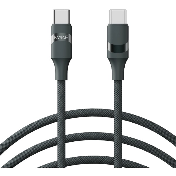 Фото - Кабель MAKE Type-C to Type-C PD 60W 1м Braid Black (MCB-CB2BK)