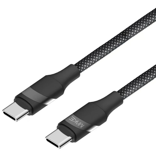 Фото - Кабель MAKE Type-C to Type-C PD 60W 1м Braid Black (MCB-CB2BK)