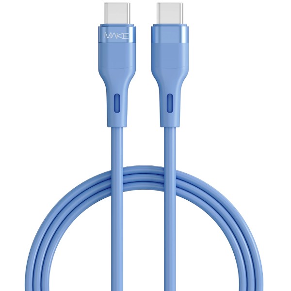 Фото - Кабель MAKE Type-C to Type-C PD 60W 1м Silicone Blue (MCB-CS2BL)