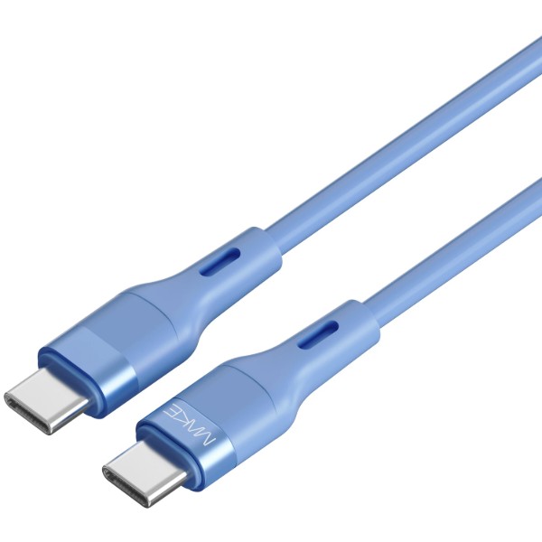 Фото - Кабель MAKE Type-C to Type-C PD 60W 1м Silicone Blue (MCB-CS2BL)