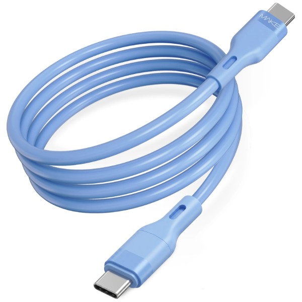 Фото - Кабель MAKE Type-C to Type-C PD 60W 1м Silicone Blue (MCB-CS2BL)