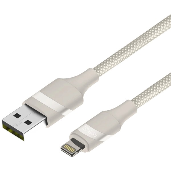 Фото - Кабель MAKE USB to Lightning 2.4A 1м Braid Beige (MCB-LB1BG)