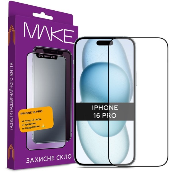 Фото - Захисне скло для смартфону MAKE FCFG Apple iPhone 16 Pro (MGF-AI16P)