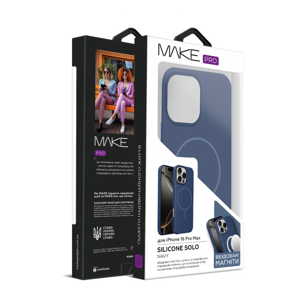 Фото - Чехол для смартфона MAKE for Apple iPhone 16 Pro Max Silicone Solo Navy Blue (MCSO-AI16PMNV)