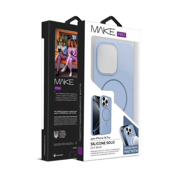 Фото - Чохол для смартфону MAKE for Apple iPhone 16 Pro Silicone Solo Sky Blue (MCSO-AI16PSB)