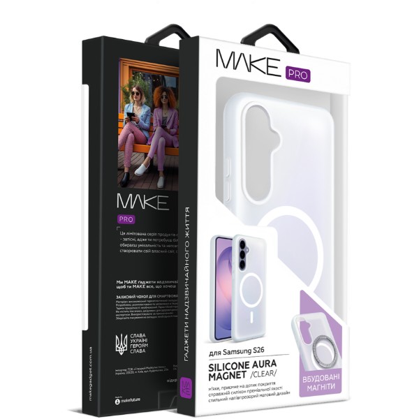 Фото - Чохол для смартфону MAKE Silicone Aura Magnet for Samsung S26, Clear (MCLAM-SS26)