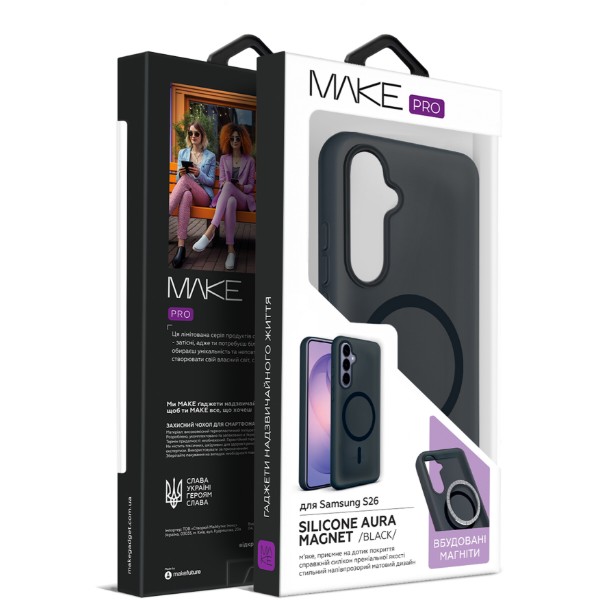 Фото - Чохол для смартфону MAKE Silicone Aura Magnet for Samsung S26, Black (MCLAM-SS26BK)