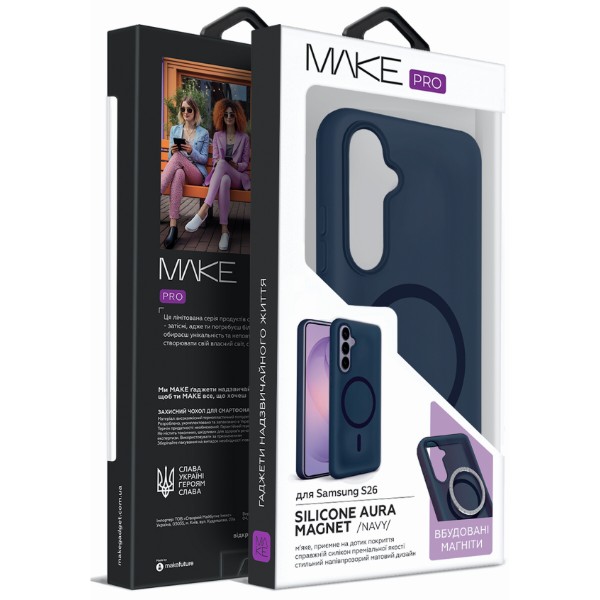Фото - Чохол для смартфону MAKE Silicone Aura Magnet for Samsung S26, Navy (MCLAM-SS26NV)