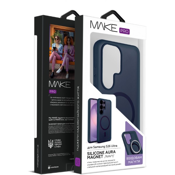 Фото - Чохол для смартфону MAKE Silicone Aura Magnet for Samsung S26 Ultra, Navy (MCLAM-SS26UNV)