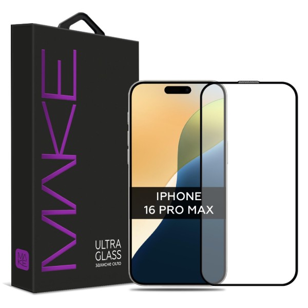 Фото - Защитное стекло для смартфона MAKE Ultra Glass Apple iPhone 16 Pro Max (MGU-AI16PM) Фото - Защитное стекло для смартфона MAKE Ultra Glass Apple iPhone 16 Pro Max (MGU-AI16PM)