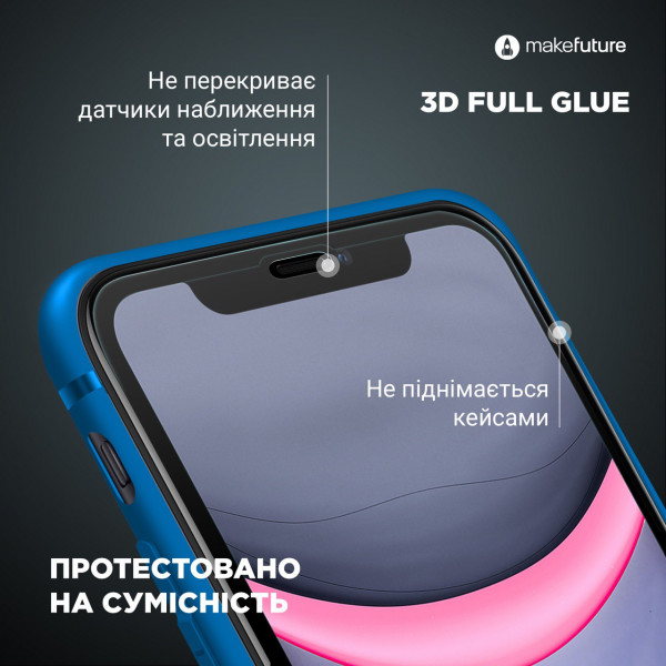 Фото - Защитное стекло для смартфона MakeFuture 3D Apple iPhone 11 Black (MG3D-AI11)