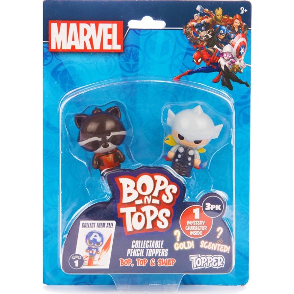 Фото - Коллекционная фигурка Sambro "Bop n Tops" – МАРВЕЛ (3 фигурки, в ассорт.) (MAR-3980-KV-FO)