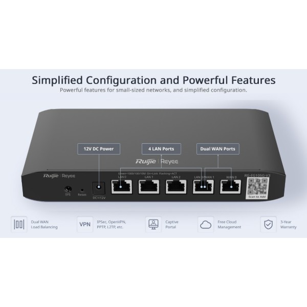 Фото - Маршрутизатор интернет LAN Ruijie Reyee RG-EG105G V3