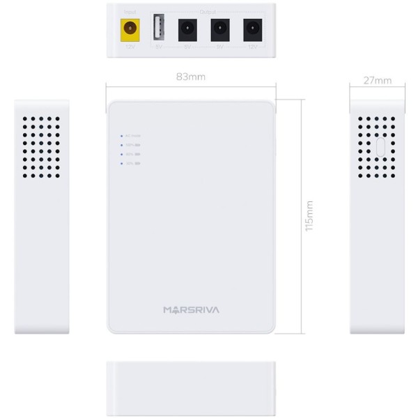 Фото - Источник бесперебойного питания Marsriva DC Router UPS KP3EC 3xDC+USB OUT 5V/9V/12V 2А/18W 8400mAh без БП