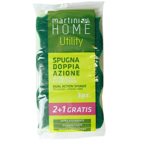 Фото - Губка для миття посуду целюлозна MARTINI SPA Homme Utility Dual Action Sponge Cellulose + Strong Fibre (7043P00)