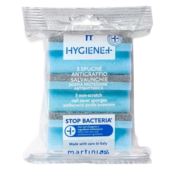 Фото - Губка для мытья посуды целлюлозная MARTINI SPA HYGIENE+ 3 Non-Scratch Nail Saver Sponges Antibacterial Double Protection (7069HYG)