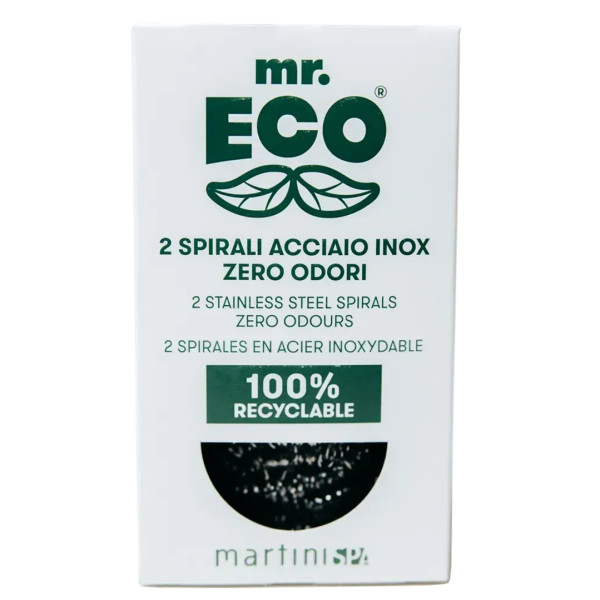 Фото - Губка для мытья посуды металлическая MARTINI SPA Mr.Eco 2 Stainless Steel Spirals Zero Odours (0203MRE)