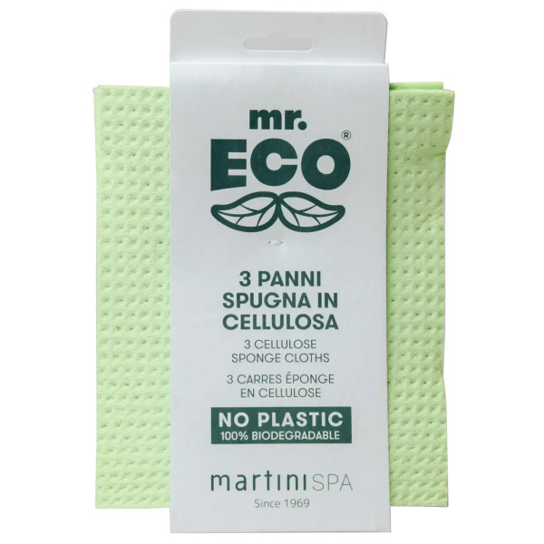 Фото - Набір губок целюлозних для миття посуду MARTINI SPA Mr.Eco 3 Cellulose Sponge Cloths (7229MRE)