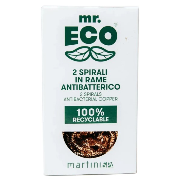 Фото - Губка для мытья посуды металлическая MARTINI SPA Mr.Eco 2 Spirals Antibacterial Copper (7226MRE)