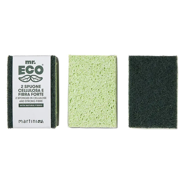 Фото - Губка для миття посуду целюлозна MARTINI SPA Mr.Eco 2 Sponges In Cellulose And Strong Fibre (7227MRE)