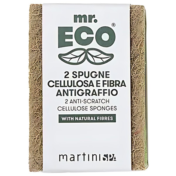 Фото - Губка для мытья посуды целлюлозная MARTINI SPA Mr.Eco 2 Non-Scratch Fibre And Cellulose Sponges (7228MRE)