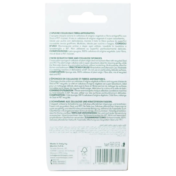 Фото - Губка для мытья посуды целлюлозная MARTINI SPA Mr.Eco 2 Non-Scratch Fibre And Cellulose Sponges (7228MRE)