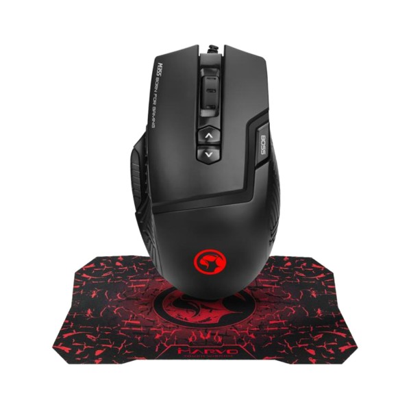 Фото - Мышь проводная игровая Marvo M355 7 colors-LED Black +коврик G1